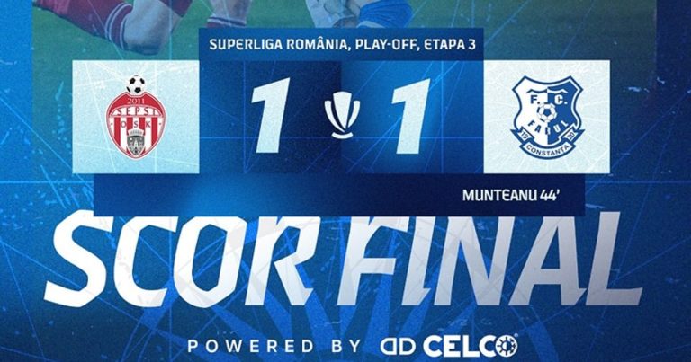 Farul Constanța, remiză cu Sepsi OSK (1-1), în deschiderea celei de-a treia etape de play-off din Superliga de fotbal